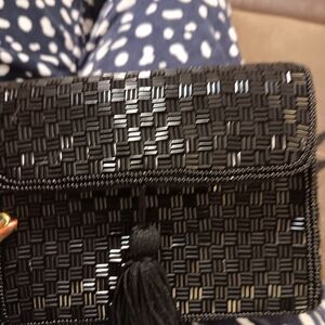 Elegant Black Woven Clutch